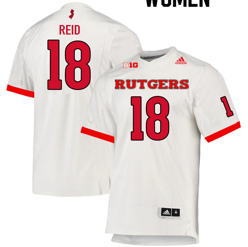 Women #18 Keenan Reid Rutgers Scarlet Knights College Football Jerseys Sale-White - Click Image to Close
